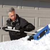 Snow Joe 4-In-1 Telescoping Snow Broom + Ice Scraper with 18