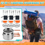 Stainless Steel Camping Cookware 25-Piece Kit $21 After Code (Reg. $42)...