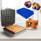 Building Bricks Electric Waffle Maker w/ 2 Construction Eating Plates $23...