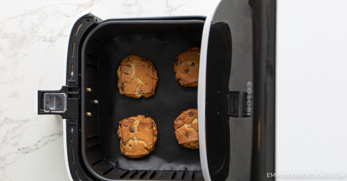 cooked cookies in air fryer basket