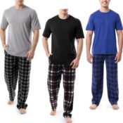 Fruit Of The Loom Men's Short Sleeve Top and Fleece Pajama Pant Set $9.98...