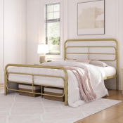 Enjoy both style and convenience in your bedroom with this Queen Metal...