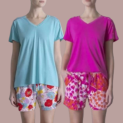 Women's Tee and Pajama Short Sets $5 (Reg. $10.49) - 2 Colors, S-XL