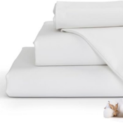 100% Cotton Percale Queen Size 4-Piece White Sheet Set $32.99 Shipped Free...