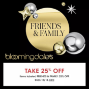 Bloomingdale’s: Friends and Family Sale! Take 25% Off Select Items