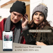 Stay warm and connected with Double-Layer Wool Lining Bluetooth Hat Beanie...