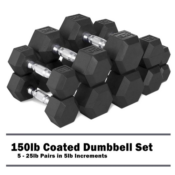 Rubber Hex Dumbbell Set, 150lb $119.99 Shipped Free (Reg. $152)