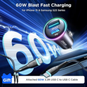 USB-C Car Charger with 3.3-Foot Type-C Cable $15.49 After Coupon (Reg....