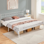 Upgrade your sleep sanctuary with Yaheetech Metal Platform King Bed Frame...