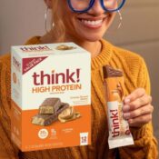 think! High Protein Bars, 12-Count (Creamy Peanut Butter or Brownie Crunch)...