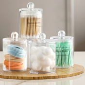 Bathroom Clear Plastic Apothecary Jar 4-Pack Set, 10 oz $7.97 (Reg. $14)...