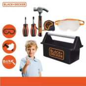 Black+Decker Kids' Steel & Rubber Tool 5-Piece Set w/ Open Toolbox...