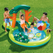 Play Day Round Inflatable Backyard Play Center & Kiddie Splash Pool...