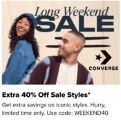 Converse Extra 40% Off Sale with code WEEKEND40
