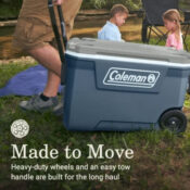 Coleman Hard Chest Wheeled Cooler, Lakeside Blue, 62-Qt $59 Shipped Free...