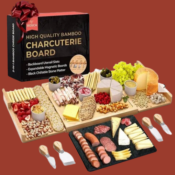 Deluxe Expandable Bamboo Appetizer, Cheese & Charcuterie Board Set...