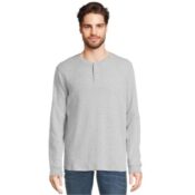 George Men's Long Sleeve Thermal Henley Shirt (Light Grey Heather) $7 (Reg....
