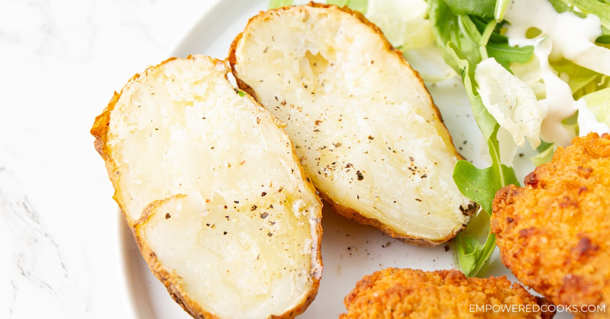 Air fryer baked potatoes and chicken tenders