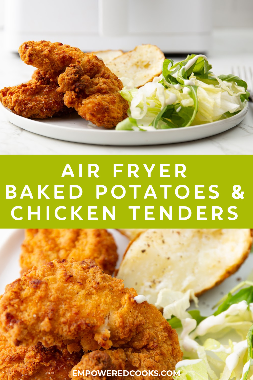 Air fryer baked potatoes and chicken tenders