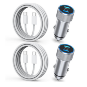 Stay charged up on the go with a 2-Pack of iPhone 15 Fast Car Chargers...