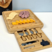 Bamboo Charcuterie Cheese Board Set with Serving Utensils $14.99 After...