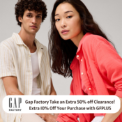 Gap Factory Take an Extra 50% off Clearance! Extra 10% Off Your Purchase...