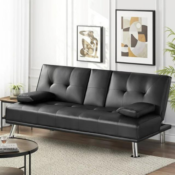 Enjoy the ultimate lounging experience with this Modern Faux Leather Futon...