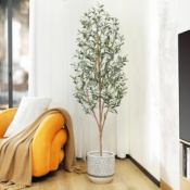 OAKRED 6ft Thick Faux Olive Tree for Indoor with Natural Wood Trunk $35.99...
