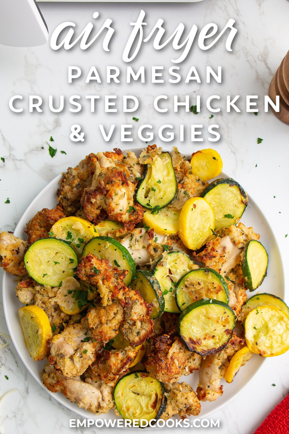Air Fryer Parmesan Crusted Chicken and Veggies