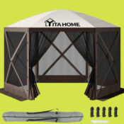 6-Sided Camping Gazebo with Mesh Windows, 11.5 x 11.5 Ft $112 After Code...