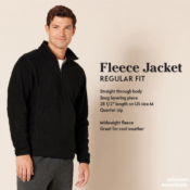 Amazon Essentials Men's Quarter-Zip Polar Fleece Jacket $8.30 (Reg. $27)...