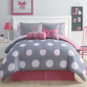 Full Size Sophie Polka Dot Bed in a Bag (Grey/Pink), 10-Piece  $26.30 (Reg....