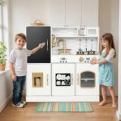 Watch Your Child's Imagination Soar with this Wooden Kid's Kitchen Playset...