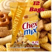 12 BIG (Over half pound) BAGS of Honey Nut Sweet Salty Pub Chex Mix $17.99...