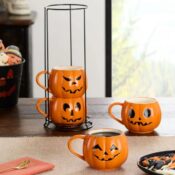 Halloween Pumpkin Stoneware Stackable 4-Piece Mug Set $9.96 (Reg. $12.96)...