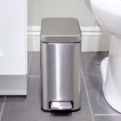 Grab TWO Slim Step-on 1.3-Gallon Bathroom Trash Cans for $24.98 - $12.49...