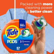 Tide PODS 57-Count Laundry Detergent Soap Pacs as low as $12.74 (Reg. $16)...