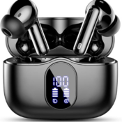 Wireless Earbuds with Noise Cancelling Mic LED Display, Black for just...