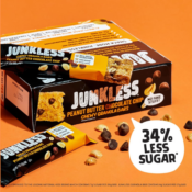 Junkless 6-Pack Peanut Butter Chocolate Chip Chewy Granola 1.1 oz Bars...