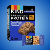 KIND 6-Pack Peanut Butter Banana Dark Chocolate Breakfast Protein Bars...