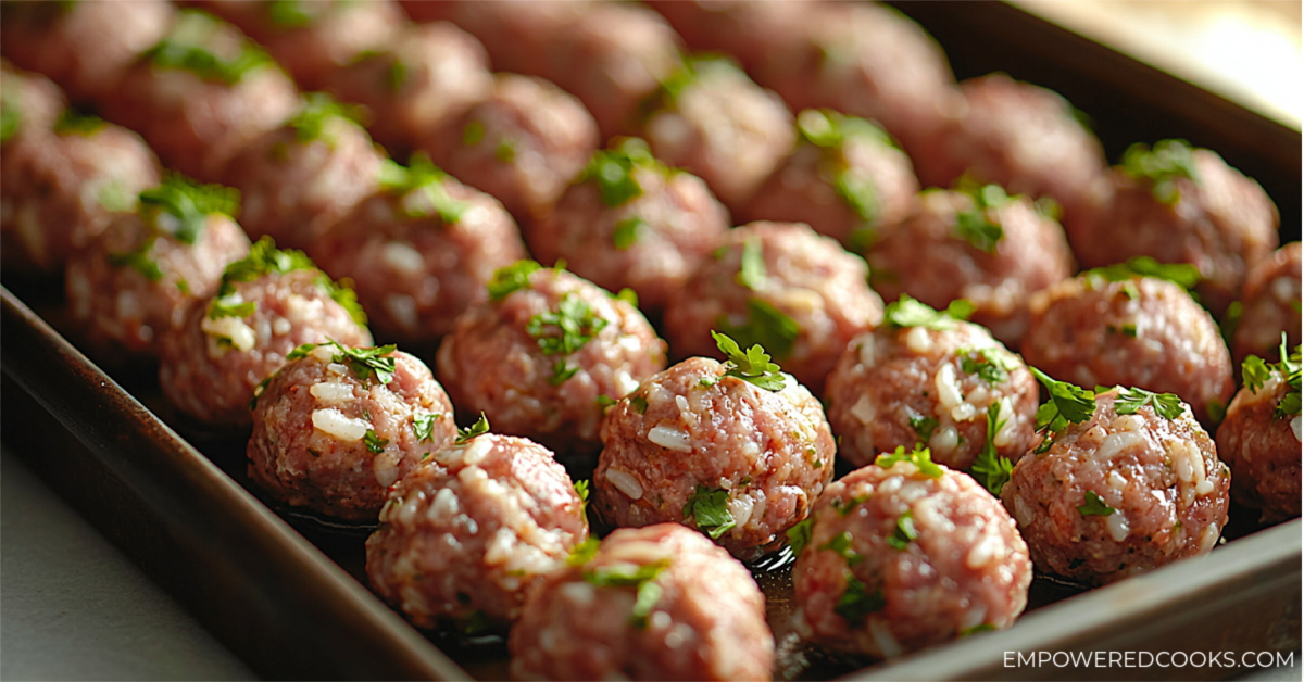 albondigas with rice and cilantro