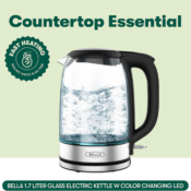 Amazon Black Friday! BELLA Cordless Clear Glass Electric Kettle, 1.7L $19.99...