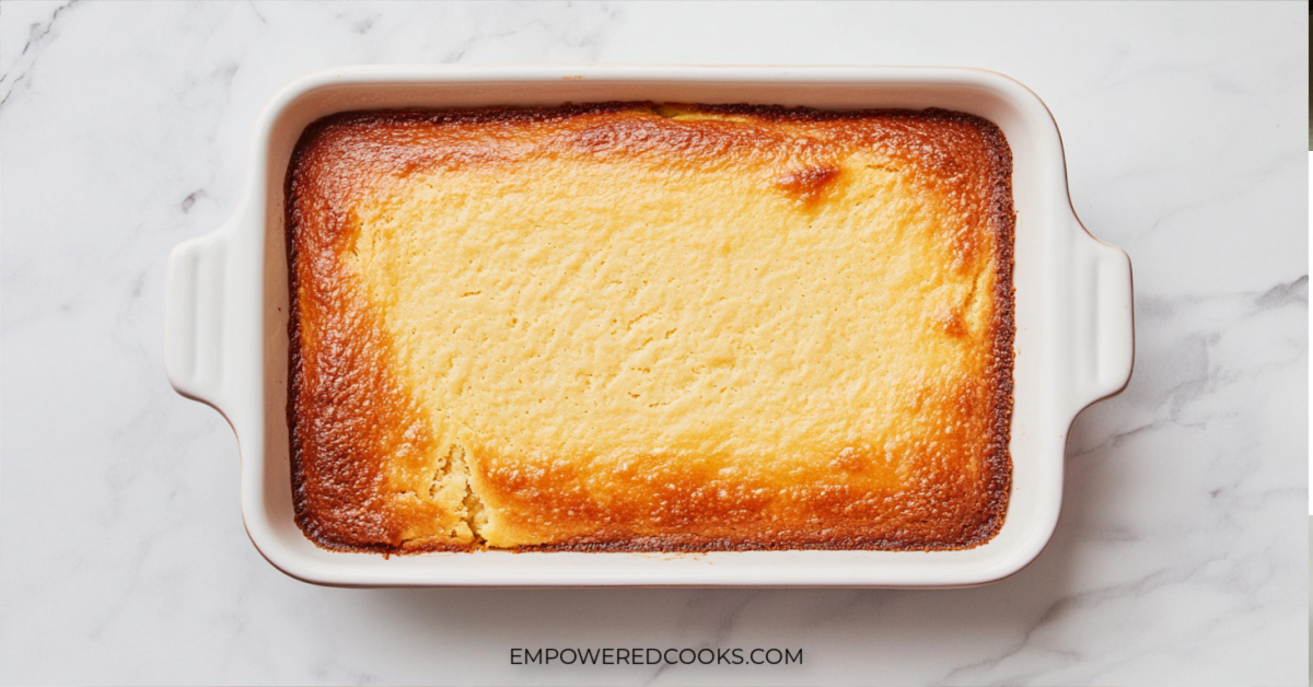 cornbread in a casserole dish