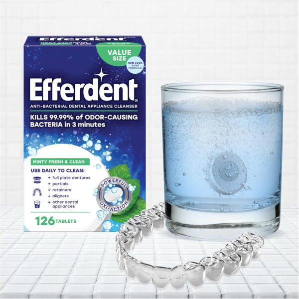 Efferdent Retainer & Denture Cleaning Tablets, Minty Fresh & Clean, 126-Count as low as $2.87 After 35% Coupon (Reg. $5.74) - $0.02/Tablet