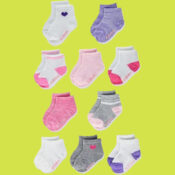 Hanes Baby Girl Lightweight Non-Slip Ez Sort Ankle Socks, 10 Pairs from...