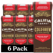 Califia Farms Pure Black Medium Roast Cold Brew Coffee, 6-Pack as low as...