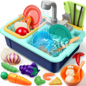 Play Kitchen Sink with Running Faucet & Accessories $11.55 After Code...