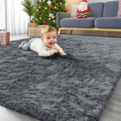 Soft Fluffy Area Rug, 4x5.9 Feet, Grey $14.99 (Reg. $29.99)