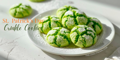 green crinkle cookies on a white plate