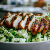 green goddess salad with chicken in a bowl